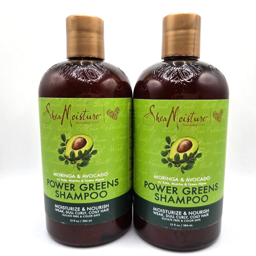NEW Shea Moisture Moringa Avocado Power Greens Shampoo 13 fl oz Lot Of 2